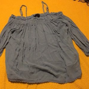 Blue long sleeves shoulders hang off